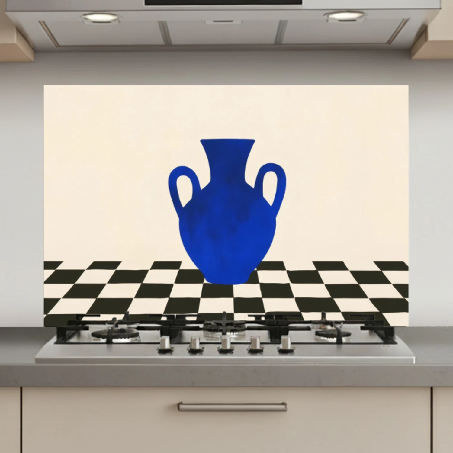 Vaas - Blauw - Geblokt - Modern keuken achterwand spatscherm klein -3d_website