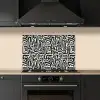Grafisch - Lijnen - Zwart - Wit keuken achterwand spatscherm klein 900 -sfeer1