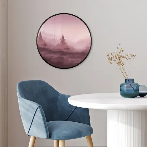 Landschap - Mistig - Roze Fotolijst rond zonder passe partout klein -sfeer2