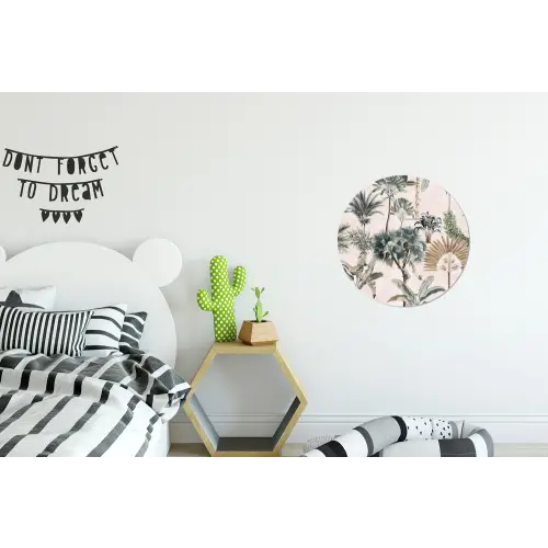 Inductie afdekplaat - Vintage - Jungle - Dieren - Natuur - Inductie beschermer Wandcirkel aluminium klein -kinderkamer