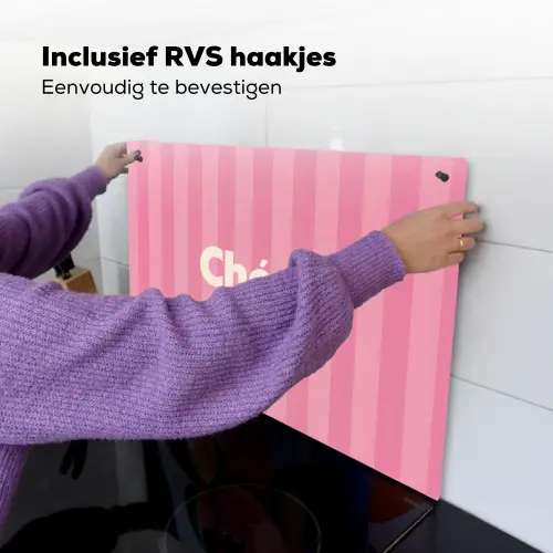 Gestreept - Roze - Chéri Inductie beschemer met haakjes klein -ky-ophangen-nl