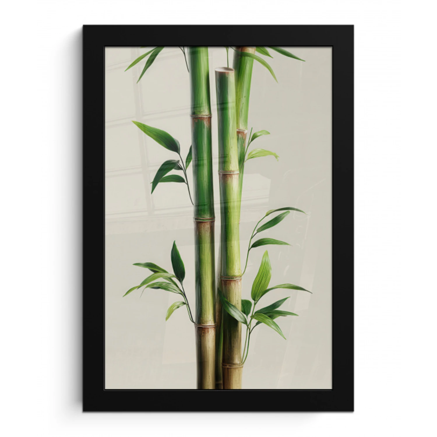 Bamboestengels - Sierlijk - Groen fotolijst zwart zonder passe partout klein -3d