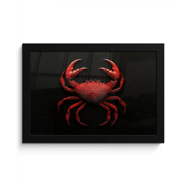Krab - Rood - Vissen - Schaaldieren fotolijst zwart zonder passe partout klein -3d