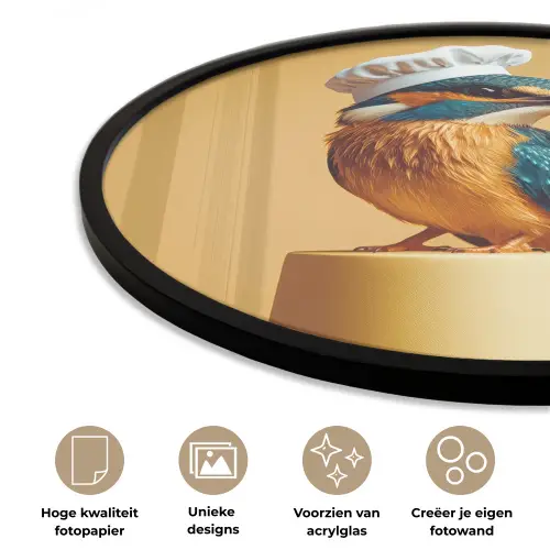 Ijsvogel - Pilaar - Koksmuts - Vogel Fotolijst rond zonder passe partout klein -closeup_NL