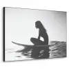 Silhouet - Vrouw - Surfplank - Water Textielframe zwart klein -3d