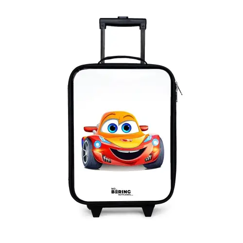 Raceauto met gezicht Kinderkoffer - Zwart klein -3d