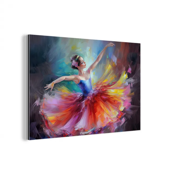 Schilderij - Olieverf - Dans - Ballerina aluminium wit klein -3d