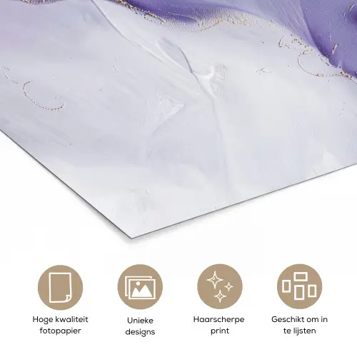 Paars - Modern - Marmer - Abstract poster papier klein -closeup_NL