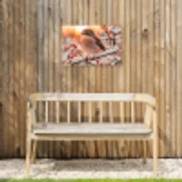 Vogel - Tak - Winter - Dieren - Sneeuw Tuinposter op houten frame 2 cm dik klein -sfeer4
