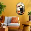 Toekan - Vogel - Bloemen - Planten Wandcirkel Ovaal Forex klein -sfeer4