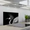 Kraanvogel - Zwart - Wit - Vogel - Dieren keuken achterwand spatscherm klein -3d_schuin
