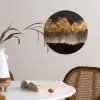 Gouden Bomen in Mistig Landschap Wandcirkel kunststof plaat 5mm dik klein -sfeer4