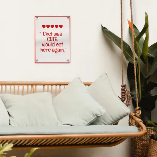 Tekst - Rood - Hartjes tuinposter los doek klein -sfeer7