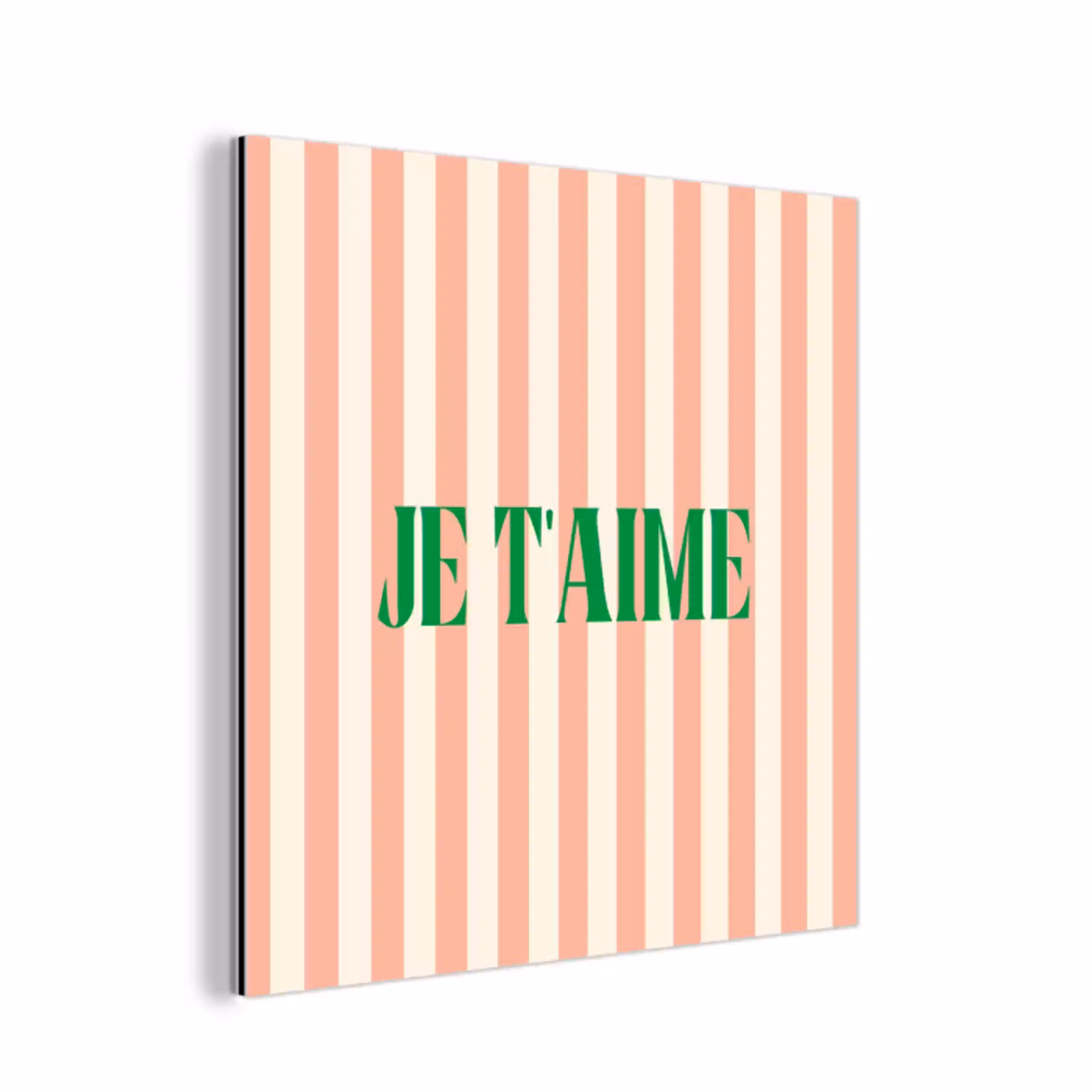 Zachtroze - Groen - Strepen - Je t'aime aluminium wit klein -3d