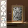Luipaard - Zwart - Wit - Oog Light Box met kabel (Tafellamp) klein -USP_NL