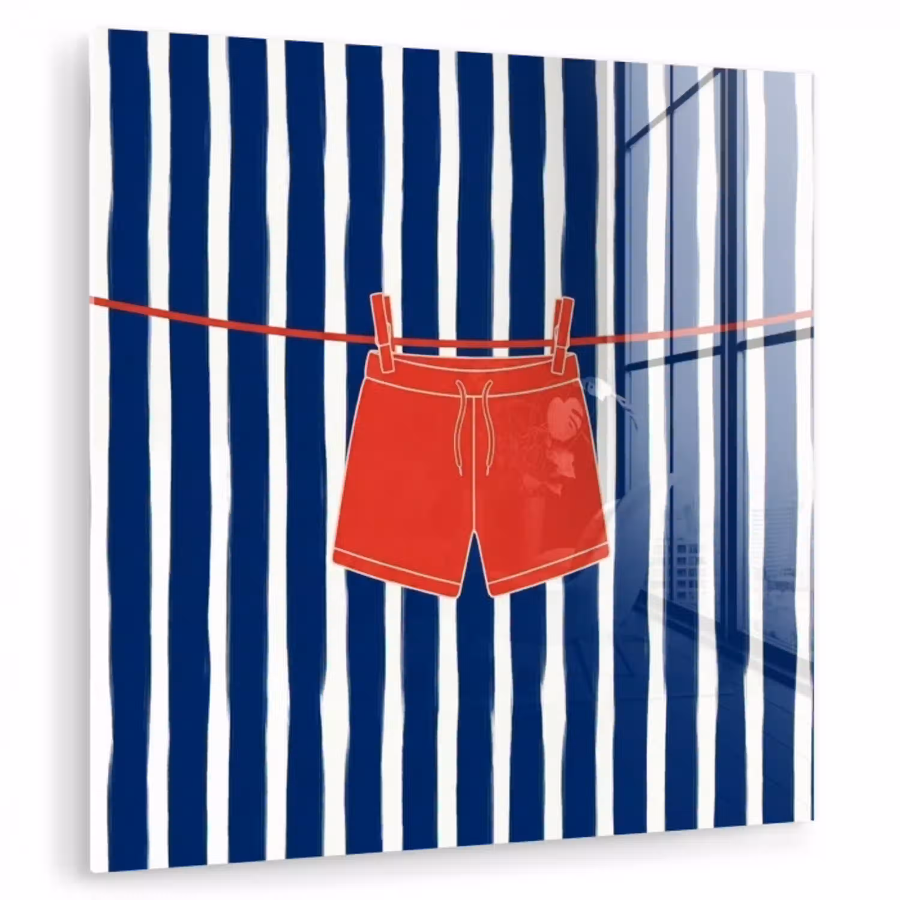 Shorts - Waslijn - Zomer - Illustratie - Rood plexiglas 5mm klein -zzzproduct_nieuw