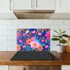 Bloemen - Blauw - Roze keuken achterwand spatscherm klein -sfeer2