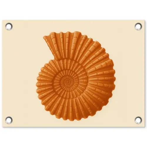 Schelp - Oranje - Ribbels tuinposter los doek klein -3d