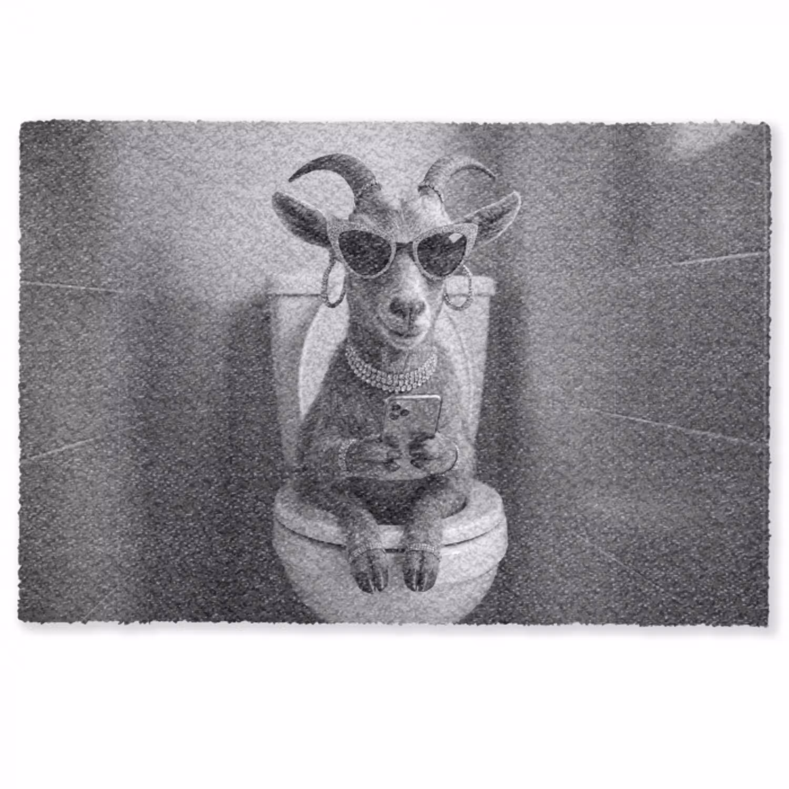 Geit - Telefoon - Toilet - Zwart - Wit Deurmat klein -zkaufland3d