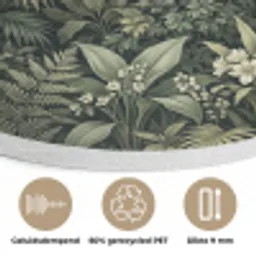 Jungle - Bladeren - Botanisch - Groen Akoestische PET Vilt - Rond klein -closeup_NL