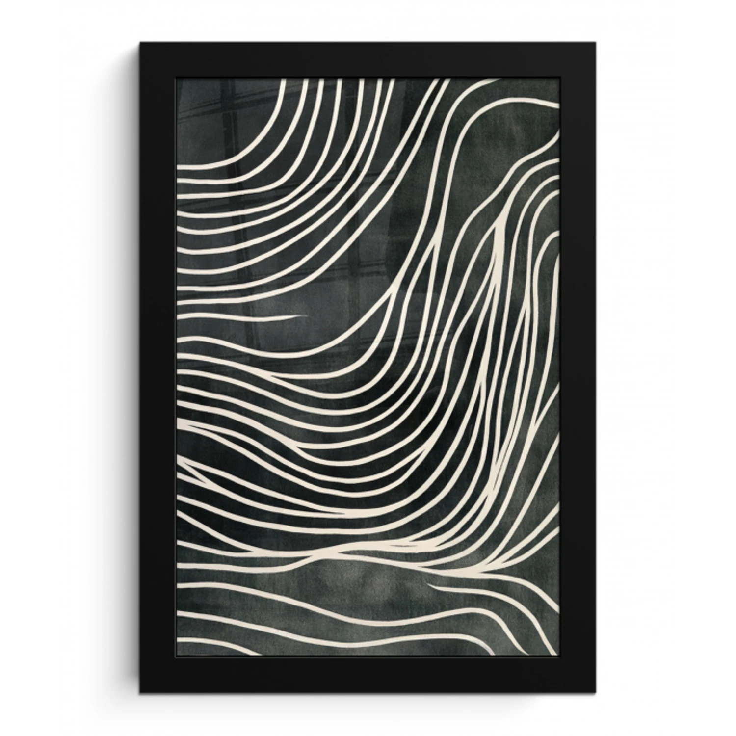 Lijnen - Patroon - Abstract - Wit fotolijst zwart zonder passe partout klein -3d