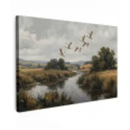 Eenden - Rivier - Landschap - Vlucht - Nostalgisch canvas 2cm klein -z3d