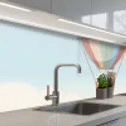 Luchtballon - Beren - Pastel keuken achterwand 2 middel -3d_schuin
