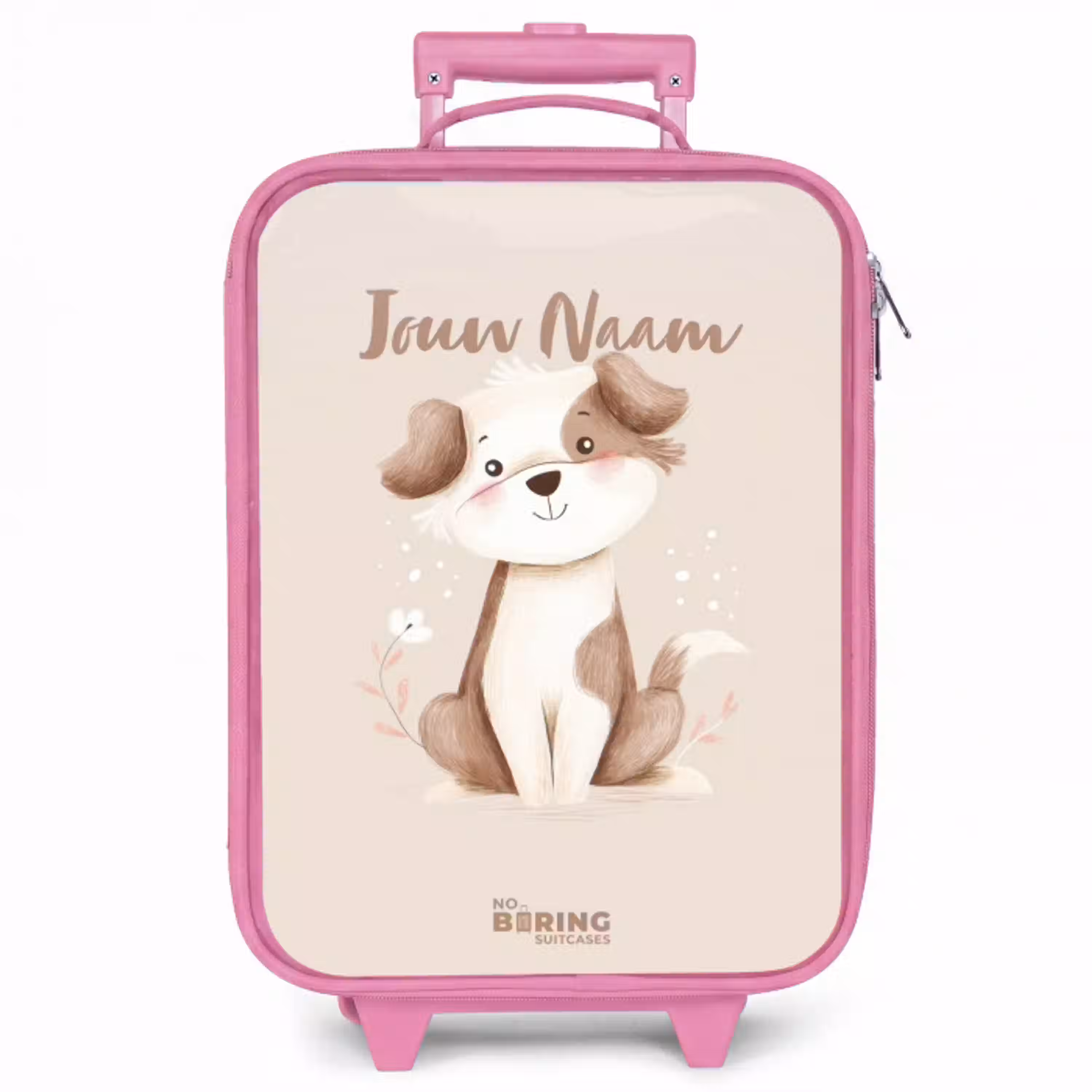 Hond in de kleuren bruin en beige Kinderkoffer - Roze klein -zzz_website3d