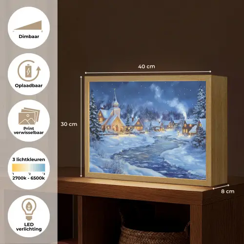 Winteravond - Kerstdorp - Donker Light Box met batterij (Wandlamp) middel -USP_websiteoverzichtNL