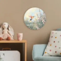 Kolibrie - Illustratie - Kleurrijk Wandcirkel kunststof plaat 5mm dik klein -tsfeer1_kind