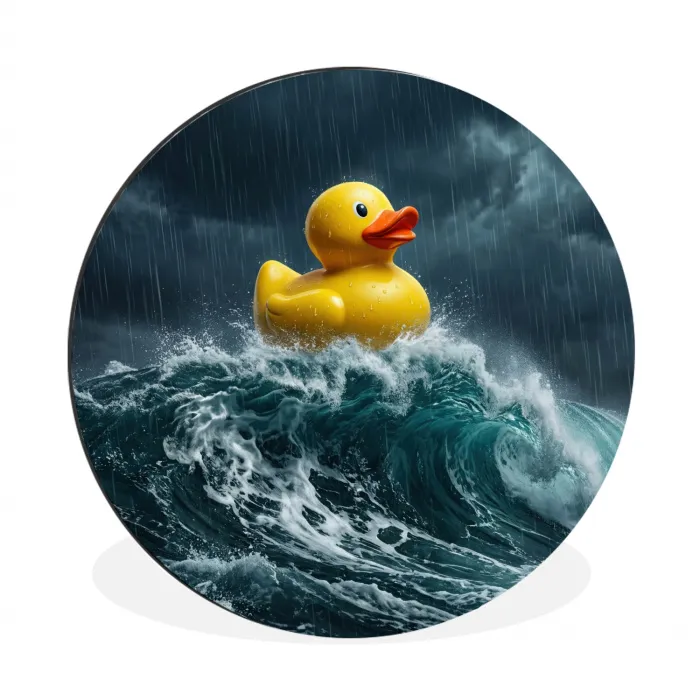 Storm - Badeend - Golven Wandcirkel aluminium klein -3d