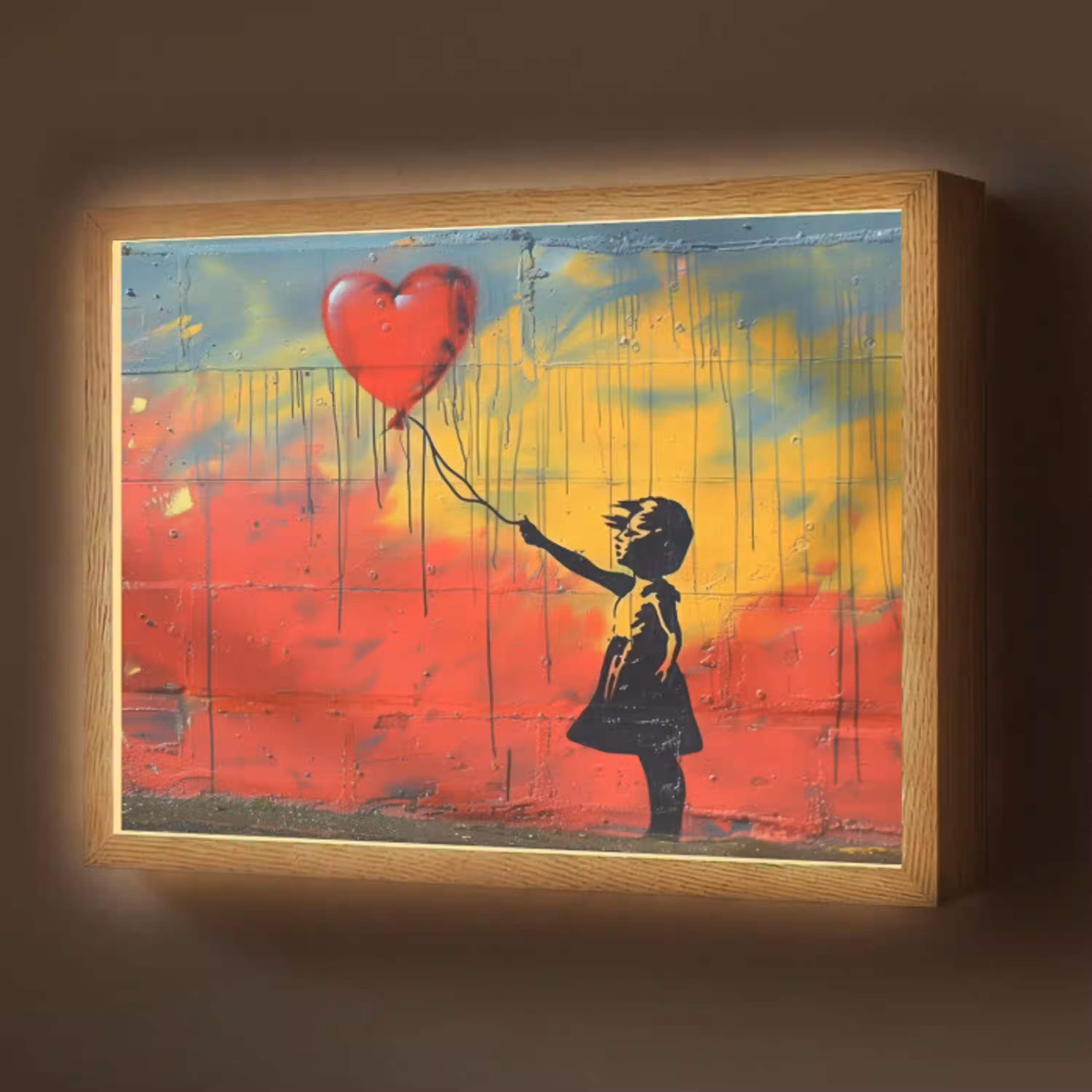 Banksy Style - Kleurrijk - Graffiti - Meisje - Street art Light Box met batterij (Wandlamp) middel -z3d_website