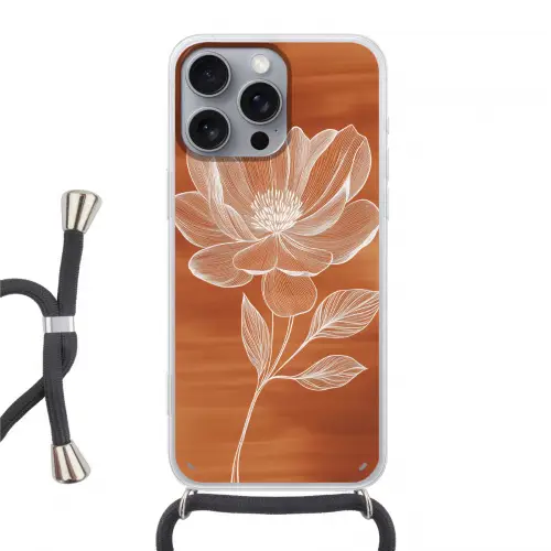 Bloem - Minimalistisch - Wit Hoesje iPhone 16 Pro Max met koord klein -3d