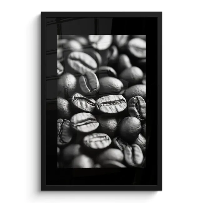 Poster met lijst - Koffiebonen - Zwart - Vintage