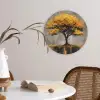 Boom - Bladeren - Goud - Abstract Wandcirkel kunststof plaat 5mm dik klein -sfeer4