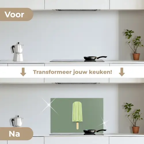 Groen - Waterijsje - Stokje - Illustratie keuken achterwand spatscherm klein -voor_na_NL