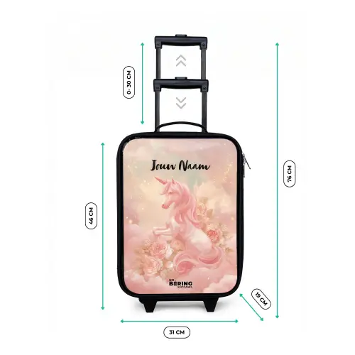 Eenhoorn - Wolken - Roze Kinderkoffer - Zwart klein -productfoto_formaten