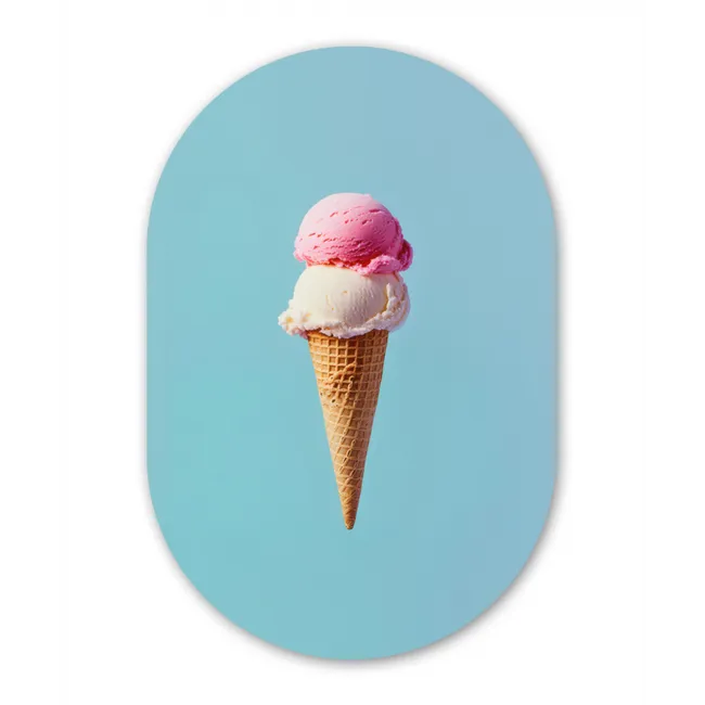 Muurovaal aluminium - Bolletjes - Schepijs - Hoorntje - Blauw