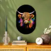 Schotse Hooglander - Graffiti - Kleurrijk - Bloem - Dieren Wandcirkel Ovaal Forex klein -sfeer2