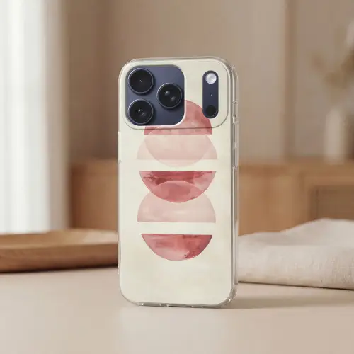 Minimalistisch - Cirkels - Roze Telefoonhoesje iPhone 17 Pro klein -sfeer2