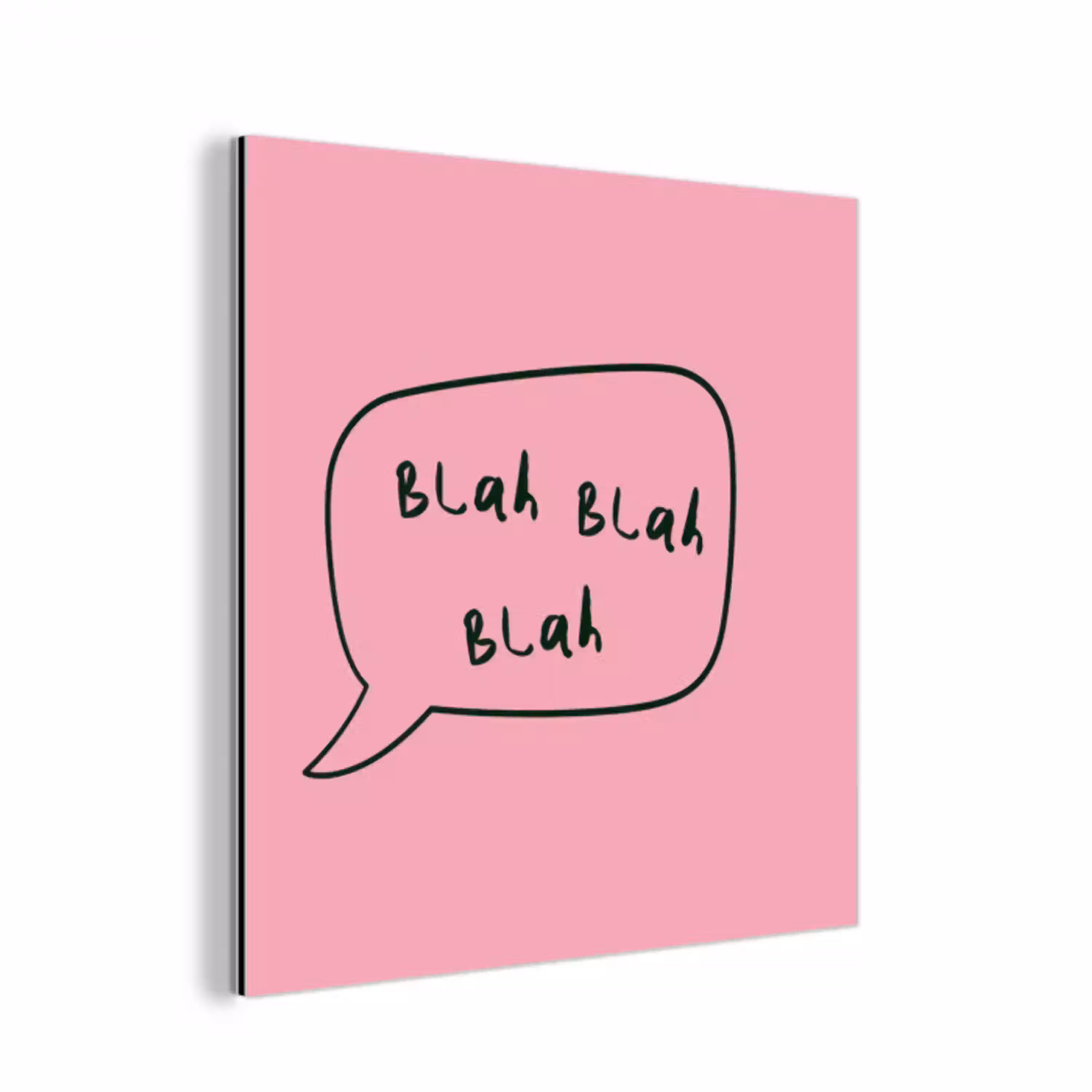 Tekstwolkje - BLAH BLAH BLAH - Roze aluminium wit klein -3d