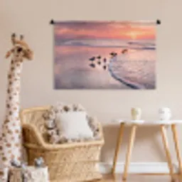Meeuwen - Strand - Zee - Roze Wandkleed katoen middel -wsfeer5_kind