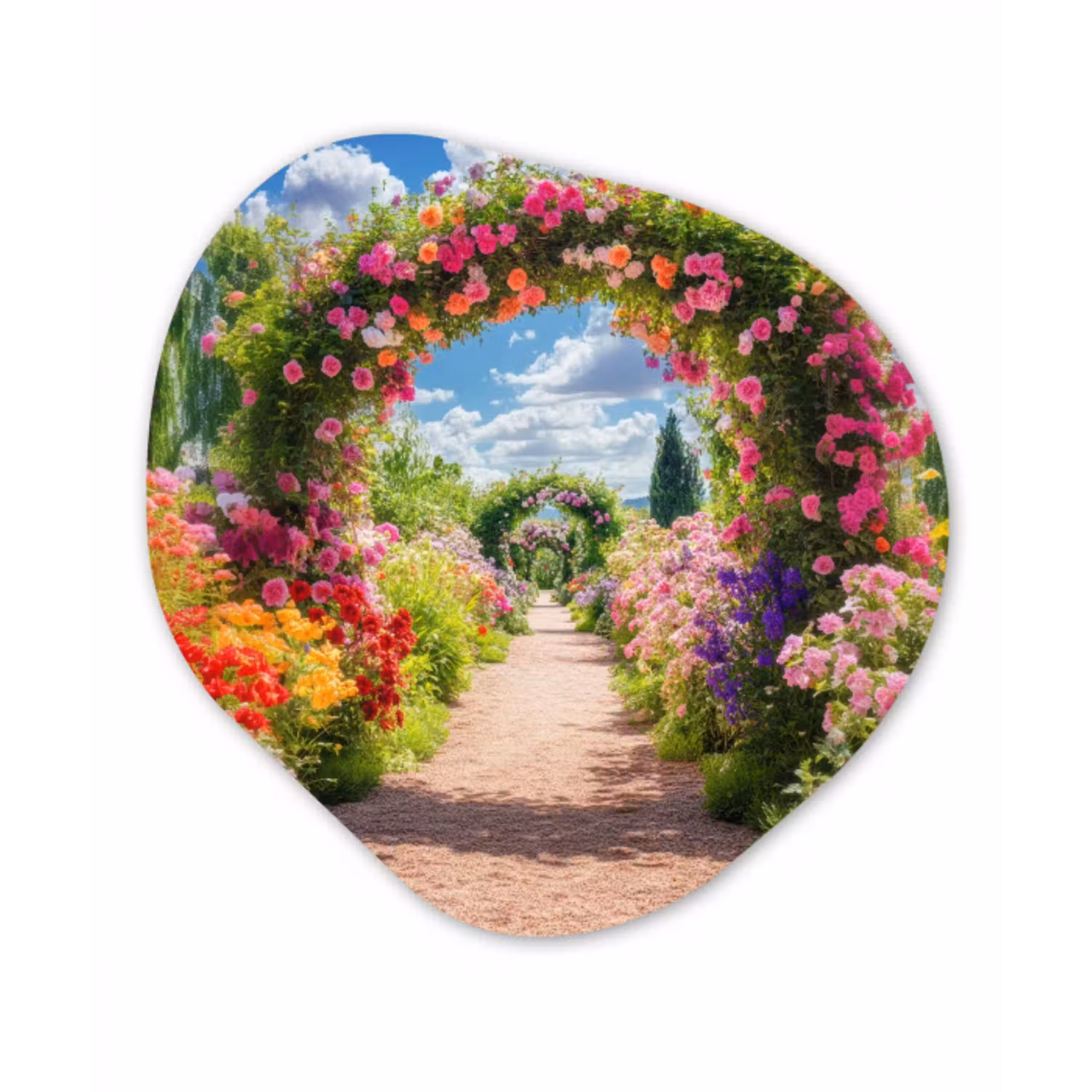 Doorkijk - Bloemen - Kleurrijk - Natuur Wandcirkel Organisch Plexiglas middel -3d