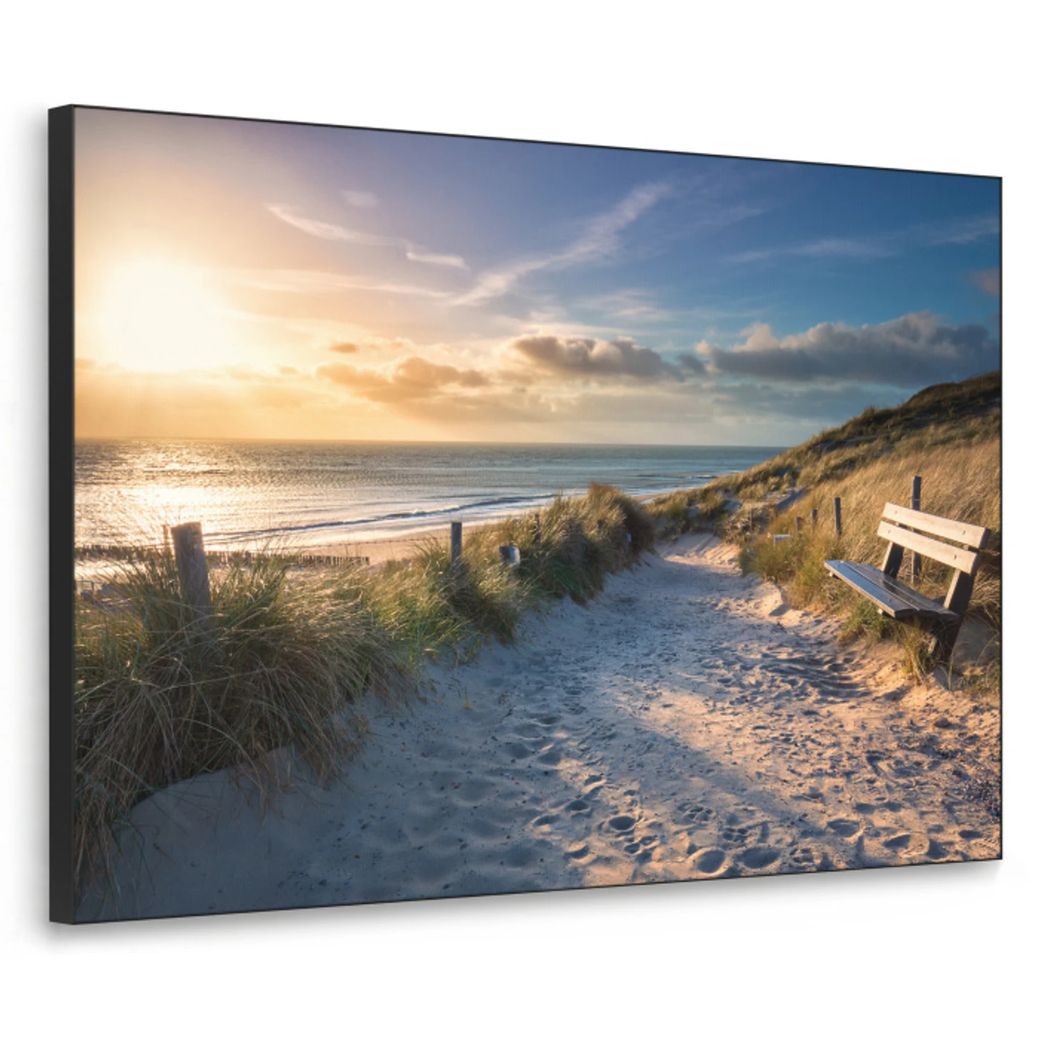 Art Frame - Sonnenuntergang - Strand - Düne - Gras - Bank ...