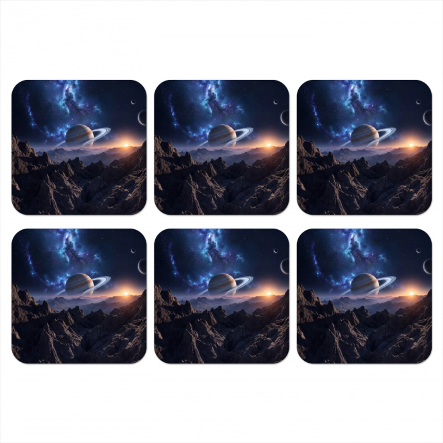 Fantasy - Kosmos - Landschap onderzetter kurk middel -3d