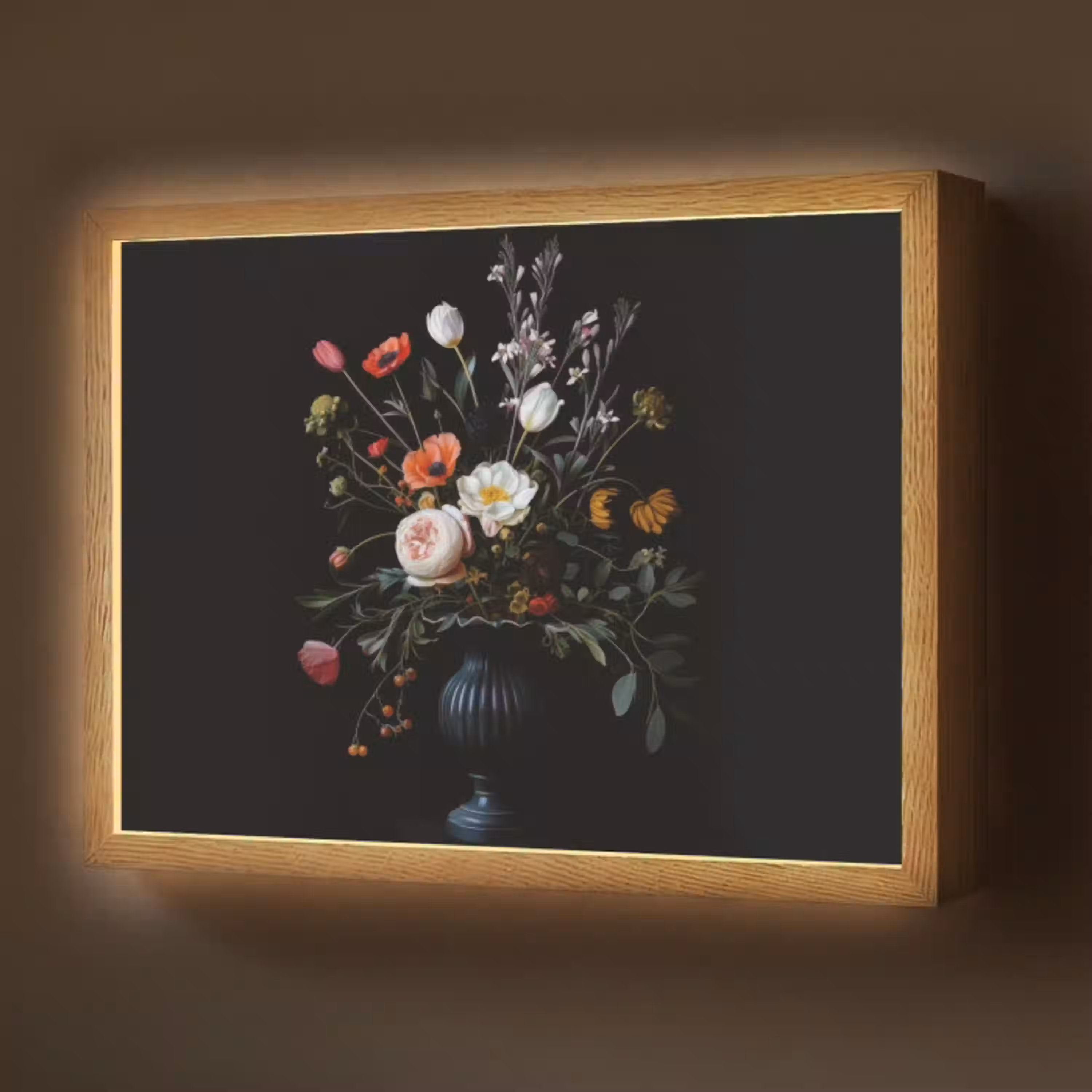 Bloemstuk - Vaas - Zwart Light Box met batterij (Wandlamp) middel -z3d_website
