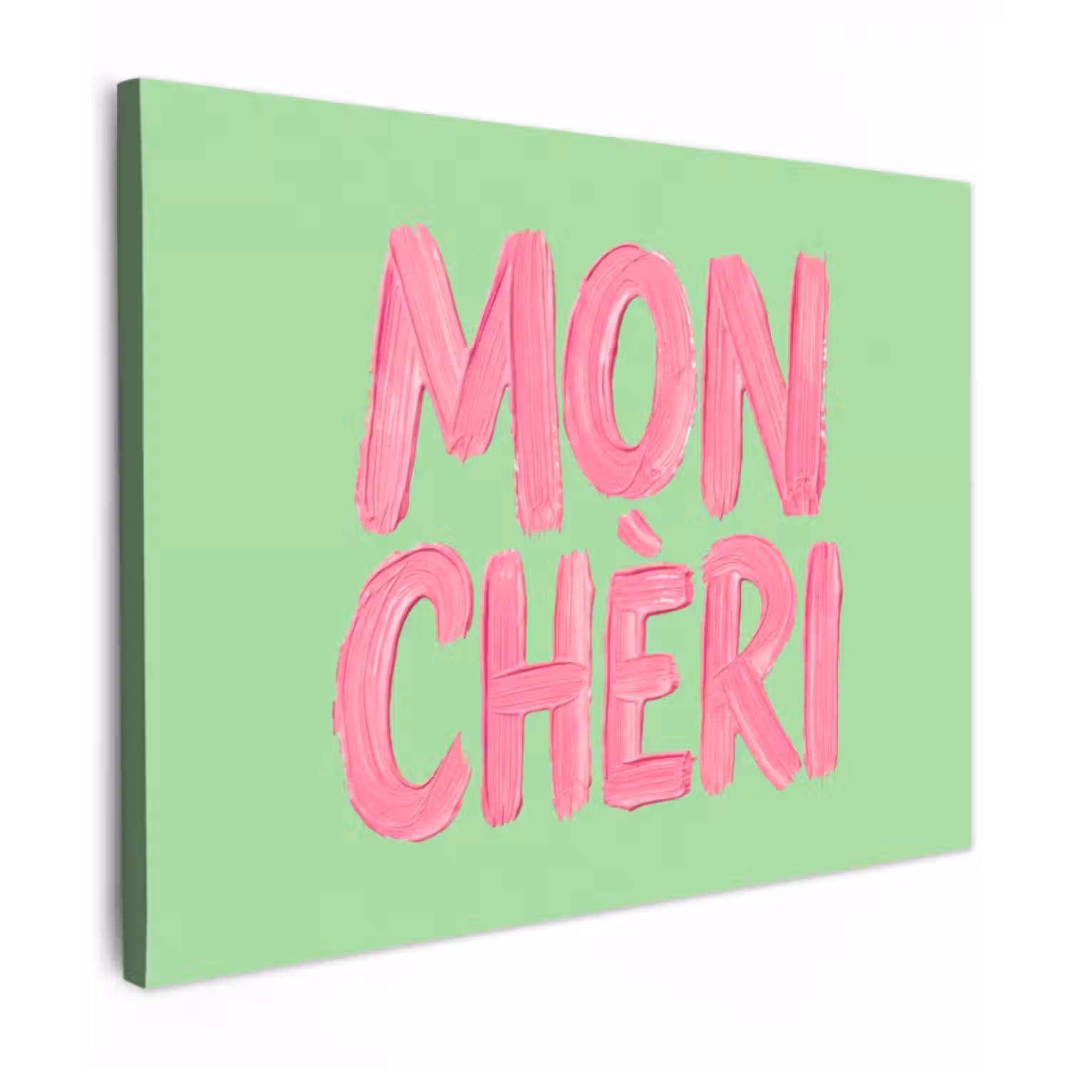 Canvas schilderij - Mon cheri - Groen - Roze