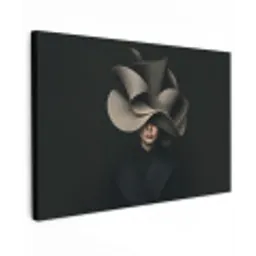 Zwarte - Hoed - Vrouw Tuinposter op houten frame 2 cm dik klein -3d