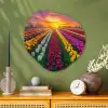 Tulpenveld - Zonsondergang - Kleurrijk Wandcirkel Organisch Plexiglas middel -sfeer2