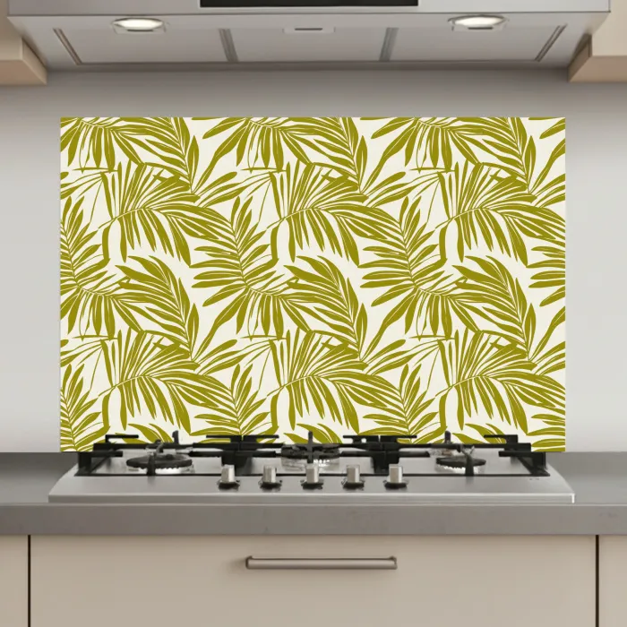 Palmblad - Patroon - Groen keuken achterwand spatscherm klein 900 -3d_website